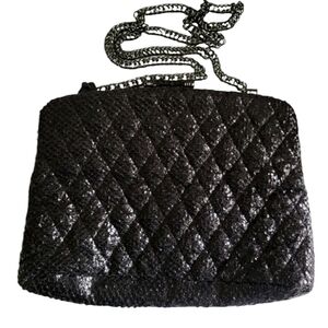 Zara Black Textured Chain Strap Crossbody Clutch Shoulder Handbag